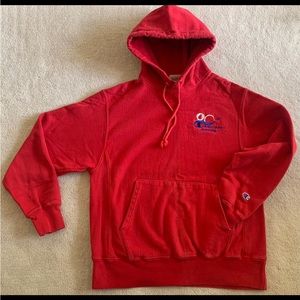 Champion 80th Anniversary Unisex Mens Big Boys Girls Red Hoodie Sweatshirt Sz M